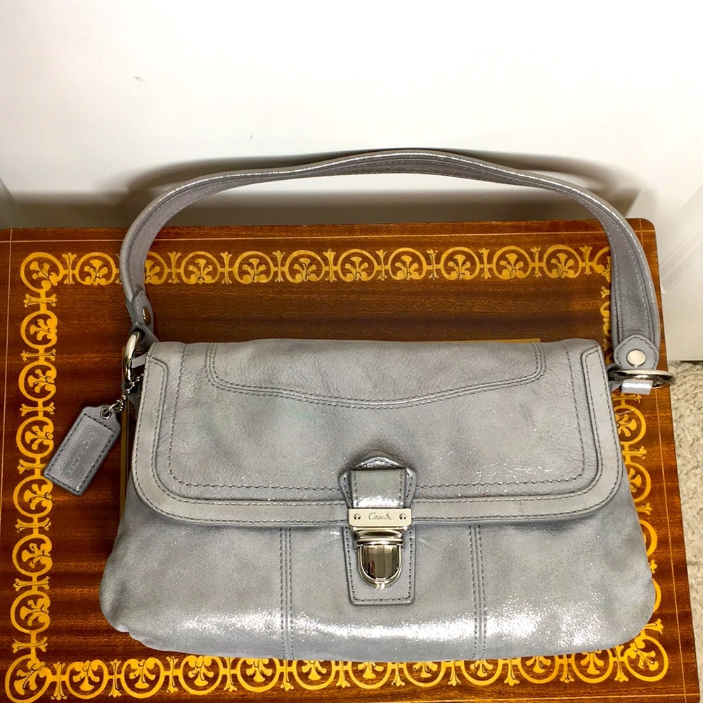 COACH Metallic Silvery Gray  Purse Handbag